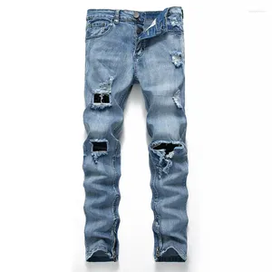 Men's Jeans Men Hole Casual High Quality Cotton Ripped Denim Hiphop Pants Straight Trousers Large Size