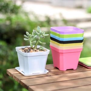 Pots Plastic large rounded corners, thickened succulent frosted small black square flower pot, white leaf inserted pot, mini plant pott