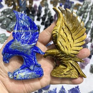Estatuetas decorativas 11cm cristal natural águia mini animal escultura artesanato cura reiki moda decoração para casa ornamentos de mesa presente