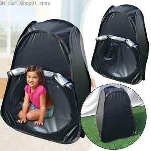 Spielzeugzelte Black Out Sensory Tents Pop -up -Zelt für Autismus ASD Kids Tragbare faltbare Indoor -Playhouse -Spielzeug für Kinder Q231220