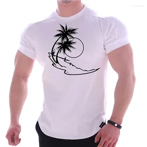 Мужские футболки, гавайская рубашка для мужчин, трендовая мужская одежда, летние спортивные футболки с принтом кокосовой пальмы, большие размеры с коротким рукавом