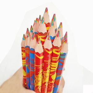 Crayon 10pcs drewniane ołówki Art kolorowy ołówek graffiti 4 w 1 wielokolorowe pióro marker Pens Pens School School School 231219