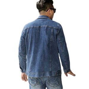 Мужские куртки 8XL, однобортная синяя джинсовая куртка для мужчин, вес 55–135 кг, мужское джинсовое пальто, хлопок с лацканами большого размера JaquetaL231026