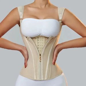 FAJAS COLOMBIA GIRDLE EXTREME WAISTCOAT 백금판 버튼 업 코르셋 상단 허리 트레이너 이중 압축 제어 231220