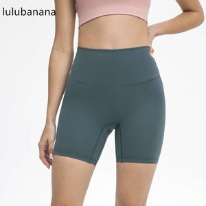 2024 LU Align Lu Yoga Women's Biker Workout for Women Naked Feeling Athletic Shorts Tights With Hidden Pockets-5インチレモントレーニングGry ll