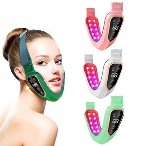 Dispositivo de levantamento elétrico do massageador facial LED Pon Therapy Face Slimming Vibration Massager Double Chin V Face Shaped Cheek Lift Machine 231220