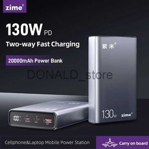 Cell Phone Power Banks Zime 130W Power Bank 20000mAh USB Type C PD Fast Charge Powerbank Portable Charger External Battery for Laptop Macbook iPhone 15 J231220