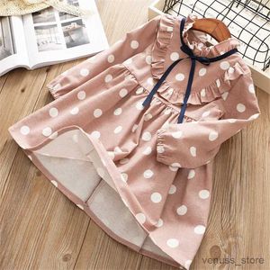 Flickans klänningar 0-6 år tjejklänning 2019 Spring Cartoon Casual Full Hidees Dot Kid Children Girls Clothing Princess Dress Pink Yellow Blue