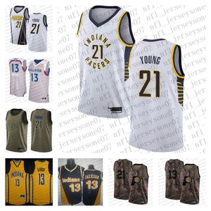 Custom Mens women youth indiana''Pacers''13 Mark''Jackson 21 Thaddeus''Young Green Camo black white Basketball throwback Jersey