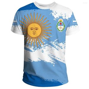 Homens Camisetas Argentina Camisetas Bandeira Argentina Emblema 3D Imprimir Homens Mulheres Casual Oversized Manga Curta O-pescoço Camisa Crianças Tees Tops