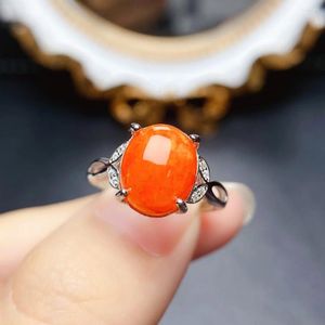 Klusterringar Red Orange Fire Opal Leaf Ring Sterling Silver Engagement Löfte unik årsdag gåva
