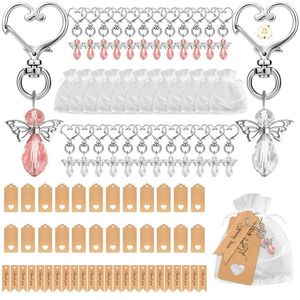 Bag Parts Accessories 24PCS Angel Keychains Guardian Pendants with Organza Bags and Thank You Tag for Wedding Party Return Gifts Favors 231219