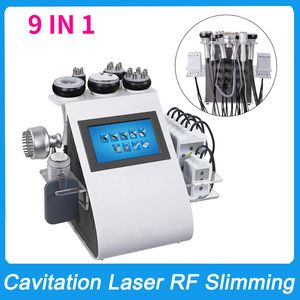 Máquina de emagrecimento corporal para uso doméstico 9 em 1 cavitação RF Vácuo Lipo Laser Queima de gordura Reduz o peso da pele apertando o lifting facial EMS Photon Light Rejuvenescimento Martelo frio