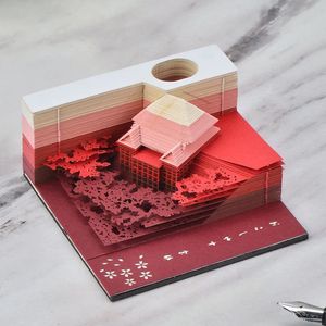 Kiyomizu Temple Japan Creative Memo Pad 3D Cloud Paper Sculpture Artwork Note Art Custom Notepad Friend Gifts Office Tool 231220