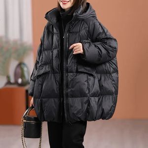 Women's Down Parkas Lagabogy Winter Women White Duck Down Jacket Hooded Warm Oversize Puffer Coat Female Casual Loose Parkas Pocket Outwear 231220