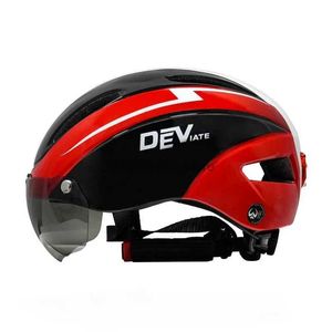 Climbing Helmets Bicycle Helmet with Light Goggles Cycling Bicycle Mountain Bike Helmet Glasses Integrated Helmet Multiple Color and Size