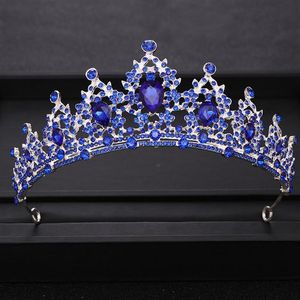 New Baroque Blue Crystal Wedding Crown Bridal tiara Headpiece Prom Queen Diadem Head Jewelry Wedding Hair Accessories2238