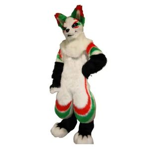 2024 desconto fábrica halloween carnaval longo pele husky cão raposa mascote traje fantasia vestido aniversário festa de natal terno carnaval