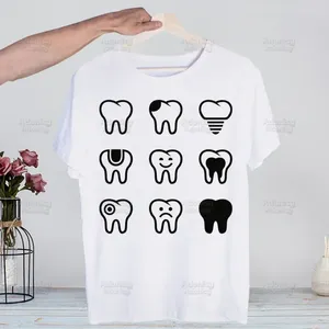 Herr t-skjortor estetiska roliga tand tandläkare kawaii t-shirt söt skjorta herr mode t-shirt för män avslappnad toppar kort ärm