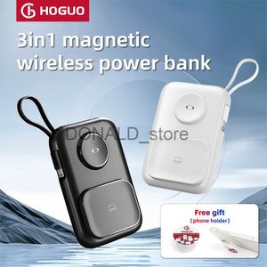 Mobiltelefon Power Banks Wireless Portable Magnetic Power Bank Watch Earphone Charger med kabel Mobiltelefon Powerbank för iPhone IWatch Earuds J231220