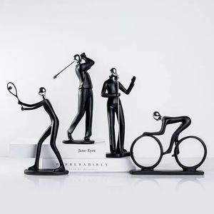 Heminredning Harts Sculpture Room Staty Creative Desktop Crafts Modern Black Sports Figure Ornament 231220