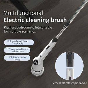 Cleaning Brushes Cordless Electric Spin Scrubber 360 Degrees 3 Speeds Power Cleaning Brush Scrubber with 8 Replaceable Brush Heads Extension Arm Q231220