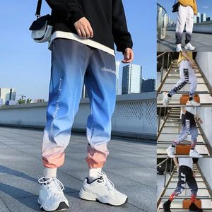 Men's Pants 2023 Men Hip Hop Joggers Streetwear Autumn Winter Gradient Color Letters Print Casual Harem Ankle Tied Trousers