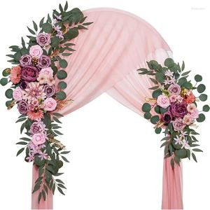 Flores decorativas Flor do arco artificial com fio Tulle Roll Crystal Organza Sheer Fabric Birthday Party Beddrop Arranjo Casamento