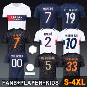 Maillot de Foot 2023 Paris Kylian Mbappe Shirt Kolo Muani Saint Dembele Asensio Germain Zaire Emery Football Kit Lee Kang in Achraf Hakimi Marquinhos