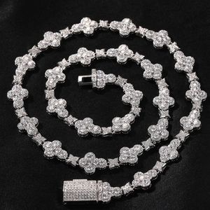 10mm16/18/20 tum guldpläterad bling CZ Cross Cuban Chain Necklace Armband Links Hip Hop smycken för män kvinnor