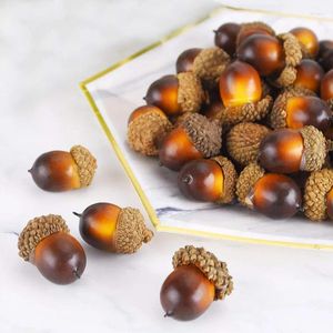 Party Decoration 50pcs Artificial Lifelike Simulation Small Acorn Plant Fake Fruit Autumn Home House Kitchen Decor Pography Props