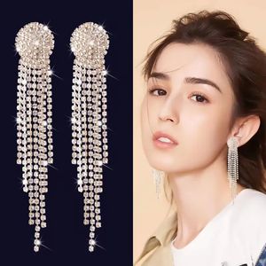 Stud Arrival Crystal Tassel Clip på örhängen Ingen genomborrad för tjejparti Needn T Ear Hole Korea Style 231219