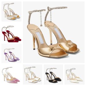 Summer Perfect azia Sandals Buty Kobiet Party Cross Squappy Square Stople High Stiletto Obcasy Lady Party Wedding Dress Gladiator Sandalias EU35-43 Box