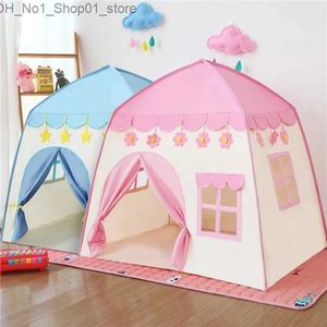 Leksakstält 1,35 m bärbara barntält Leksaker för barn Fälltält Baby Play House Large Girls Pink Princess Castle Childres Room Decor Q231220