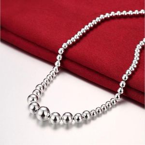 Colar de contas grandes e pequenas banhado a prata esterlina da senhora GSSN195 moda adorável 925 placa de prata joias colares chain302o