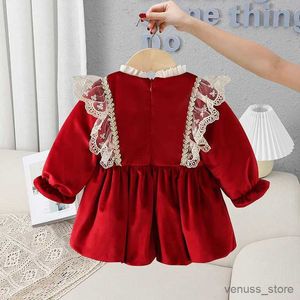 Mädchen Kleider Winter Mädchen Prinzessin Spitzenkleid Kinder Baby Kleinkinder Verdickung Bestickt Samt Weihnachten Party Kleider Vestidos Kinder