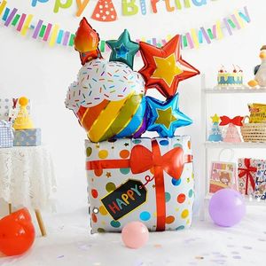 Balões de bolo de aniversário grandes Cartoon Bear Balão Brinquedos Happy Party Decoration Supplies P O Props Ins 231220