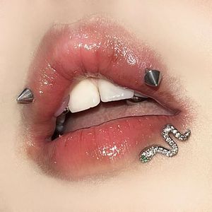 Sweet Cool Full Diamond Snake Lip Instagram Earbone Nail Puncture Jewelry External Teeth Spicy Girl Small and Unique Style