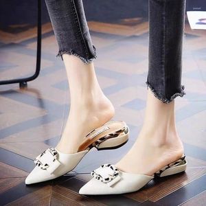 Slippers Elegant Medium Heel Women's Shoes Bow Luxury Party Fashion Ladies And Sandals Designer Summer 2023 Mules Cute