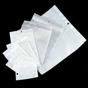 Sacos de plástico transparentes e brancos pérola poli opp embalagem zíper zip lock pacotes de varejo saco de pvc para case wweve