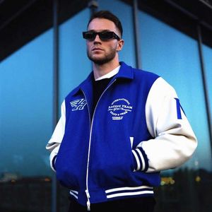 Represent Rep Trendy Brand Retro American High Street Embroidered Racing Baseball Suit Leather Sleeves Zipper Jacket Coat