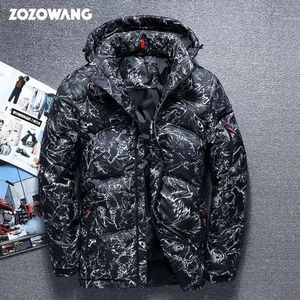 ZOZOWANG 2023 Winter Jacket High Quality Thick White Duck Down Men Camouflage Hooded Doudoune Homme Feather 231220