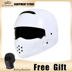 Capacetes de escalada rosto cheio capacete da motocicleta dupla viseira escudo solar flip up modular motocross meio capacete dot ece aprovado capacetes