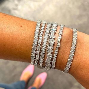 Armreif Iced Out Bling 5A Rechteck Zirkonia CZ Cluster Top Qualität Mode Frauen Funkelndes Armband