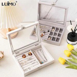 Jewelry Boxes Travel Jewellery Storage Box For Men And Women Large Capacity Velvet Hardware Portable Flip Lid Palm 231219