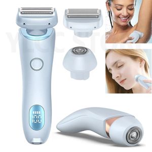 Rasoi elettrici per donna 2 in 1 Trimmer per bikini Rasoi per il viso Depilazione Ascelle Gambe Corpo per donna IPX7 Impermeabile 231220