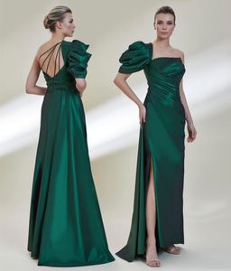 Elegante longo verde vestidos de baile com fenda bainha sem alças plissado até o chão vestido de festa maxi formal vestidos de noite para mulher