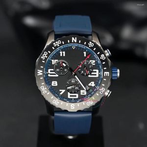 Bilek saatleri 2024 Profesyonel Dayanıklılık Pro 44mm Siyah Kronograf Blue Lastik Erkekler Spor İzle X82310D51B1S1 Relogio