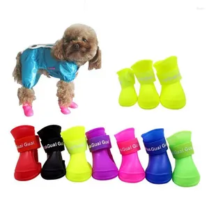 Dog Apparel 4pcs Set Pet Waterproof Shoes Portable Cat Soft Rubber Rain Boots Small Rainy Days Zapatos Perro