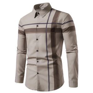 Polo da uomo 2023 camicia a quadri di alta qualità a righe traspirante business casual seta pelle liscia manica lunga abbigliamento uomo 231219